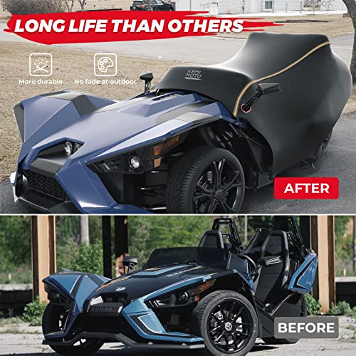 kemimoto - Funda compatible con Polaris Slingshot Vanderhall Carmel, cubierta de parabrisas impermeable, resistente al viento, para todo tipo de clima, con tiras reflectantes