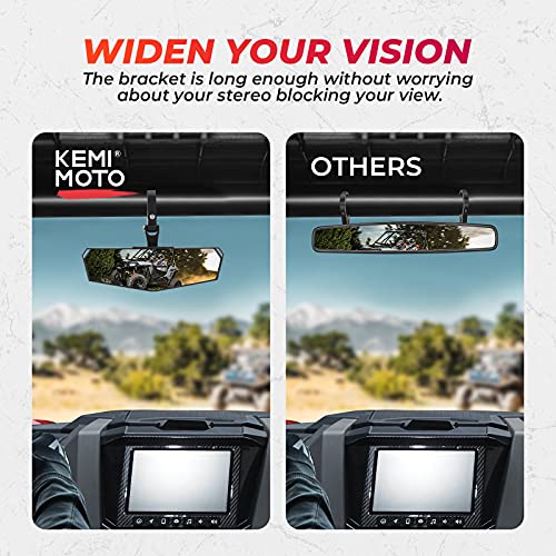 KEMIMOTO UTV Espejo retrovisor SXS UTV con vista transparente con abrazadera de aluminio ajustable de perfil bajo de 1.6-2 pulgadas, compatible con Polaris RZR/Pioneer/Talon/Kawasaki KRX/Mule/Can Am X3/CFMOTO