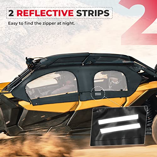 Kemimoto Kit de puerta superior suave X3, carcasa superior de puertas de cabina suave UTV, piel de puerta superior suave compatible con modelos de 4 plazas Can Am Maverick X3 Max 2017-2023, funciona con techo y parabrisas parciales