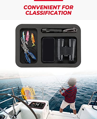 Kemimoto Almohadilla para tablero de barco, accesorios para teléfono celular, soporte para salpicadero de barco, organizador de tablero de barco, compartimentos separados para teléfonos celulares, herramientas de pesca, navegación, soporte de accesorios d