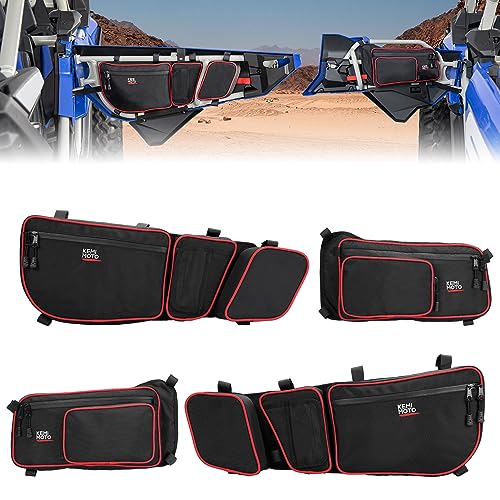 KEMIMOTO X3 Bolsas de almacenamiento para puerta delantera y trasera, color rojo compatible con Can Am Maverick X3 Max/X RS/DS/MR T/urbo RR All Max modelos con rodillera extraíble y soporte para vasos