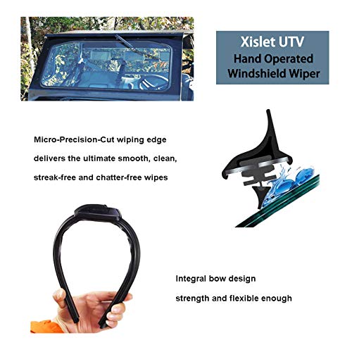 Xislet UTV - Limpiaparabrisas de mano compatible con Polaris Ranger RZR Can Am Kawasaki Honda Pioneer Golf Cart manual limpiaparabrisas Kit de montaje de kit de instrucciones incluidas