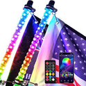 omotor 2 luces LED de 4 pies con Bluetooth y control remoto en espiral RGB Chase Light Offroad 360 ° Spiraling Rising Dream Wrap Baile látigos