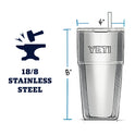 YETI Rambler - Taza de paja de 26 onzas, aislada al aspiradora, acero inoxidable con tapa de popote, color verde