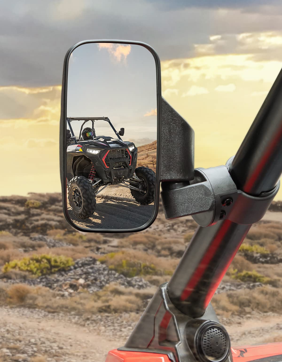 KEMIMOTO UTV Espejos laterales UTV para jaula de 1.6 a 2 pulgadas compatible con Pioneer Polaris RZR 900 1000 Can-Am Kawasaki Mule Rhino YXZ Zforce, vidrio templado a prueba de roturas
