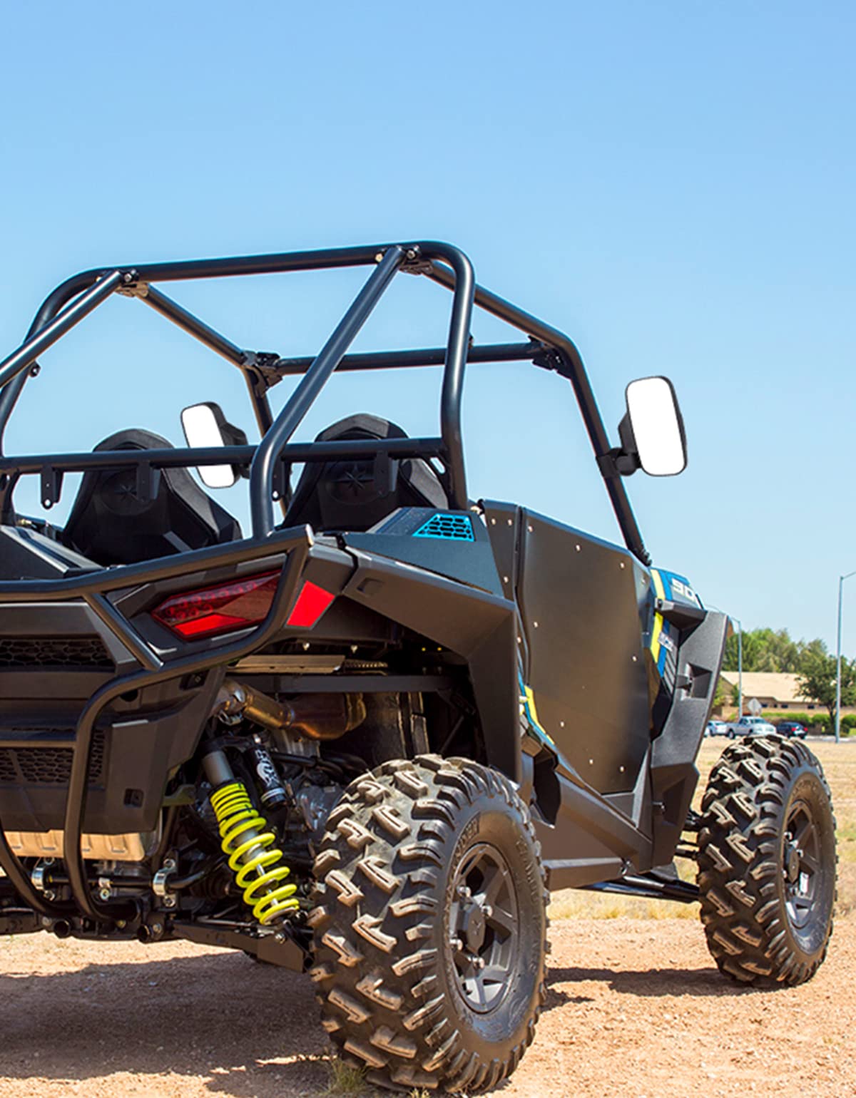 KEMIMOTO UTV Espejos laterales UTV para jaula de 1.6 a 2 pulgadas compatible con Pioneer Polaris RZR 900 1000 Can-Am Kawasaki Mule Rhino YXZ Zforce, vidrio templado a prueba de roturas