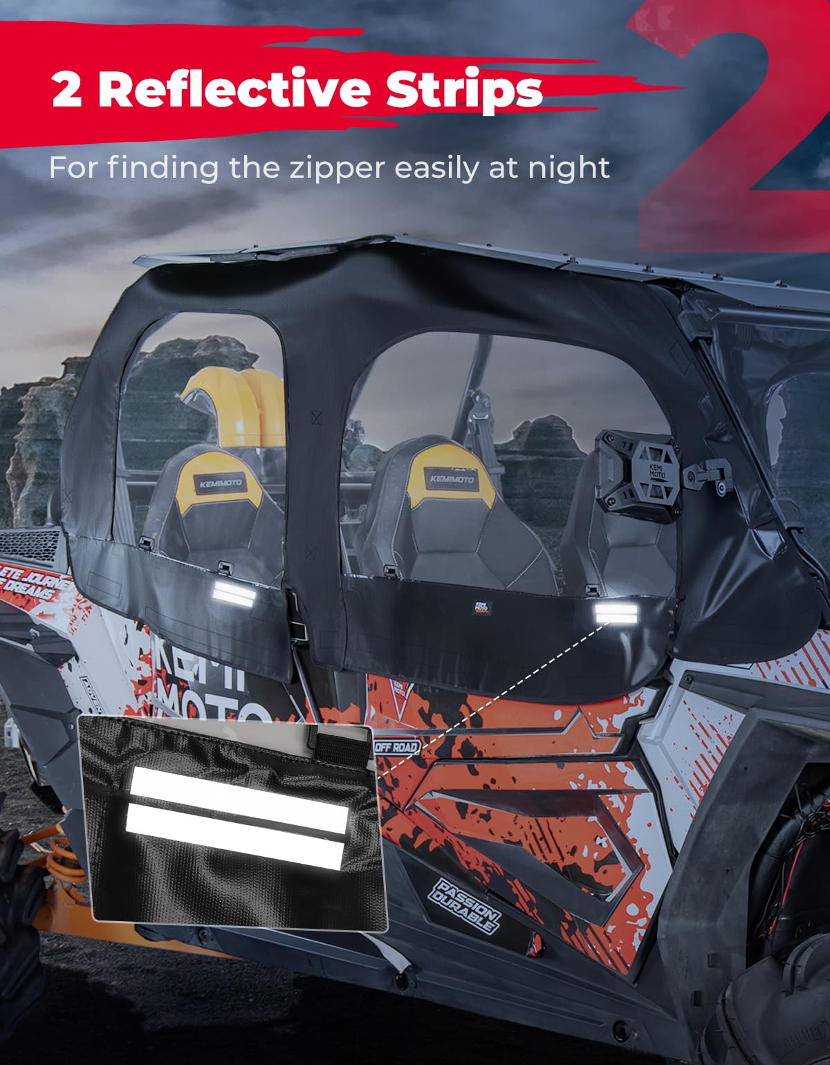 KEMIMOTO - Carcasa de cabina suave compatible con RZR XP 4 1000, UTV puerta superior suave se adapta a espejos laterales y parabrisas, repuesto 2884332 kit de ventanas de puerta lateral compatible con 2014+ Polaris RZR XP 4 1000