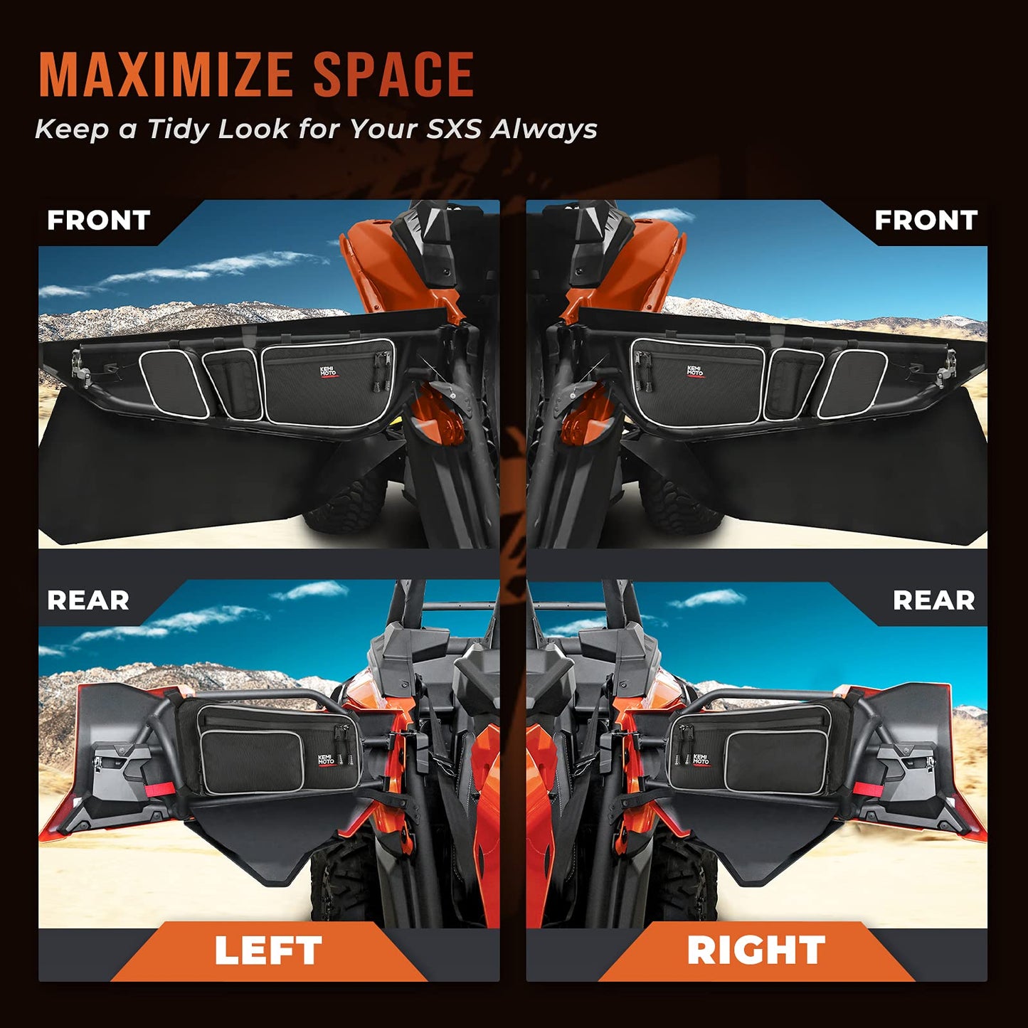 kemimoto Bolsas X3 para puerta delantera y trasera compatibles con 2017 2018 2019 2020 2021 2022 Can Am Maverick X3 Max /X RS /DS /MR T/urbo RR todos los modelos con rodillera extraíble y soporte para tazas