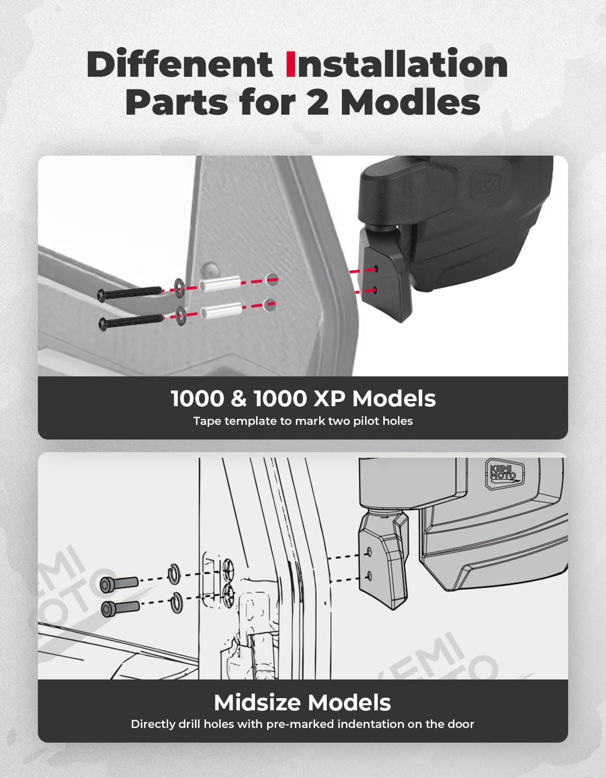 KEMIMOTO Espejos laterales montados en puerta, espejos de puerta de gran tamaño compatibles con Polaris Ranger XP 1000 570, Commericial Pro XD 2000 4000 con puertas completas originales, OEM #2889241