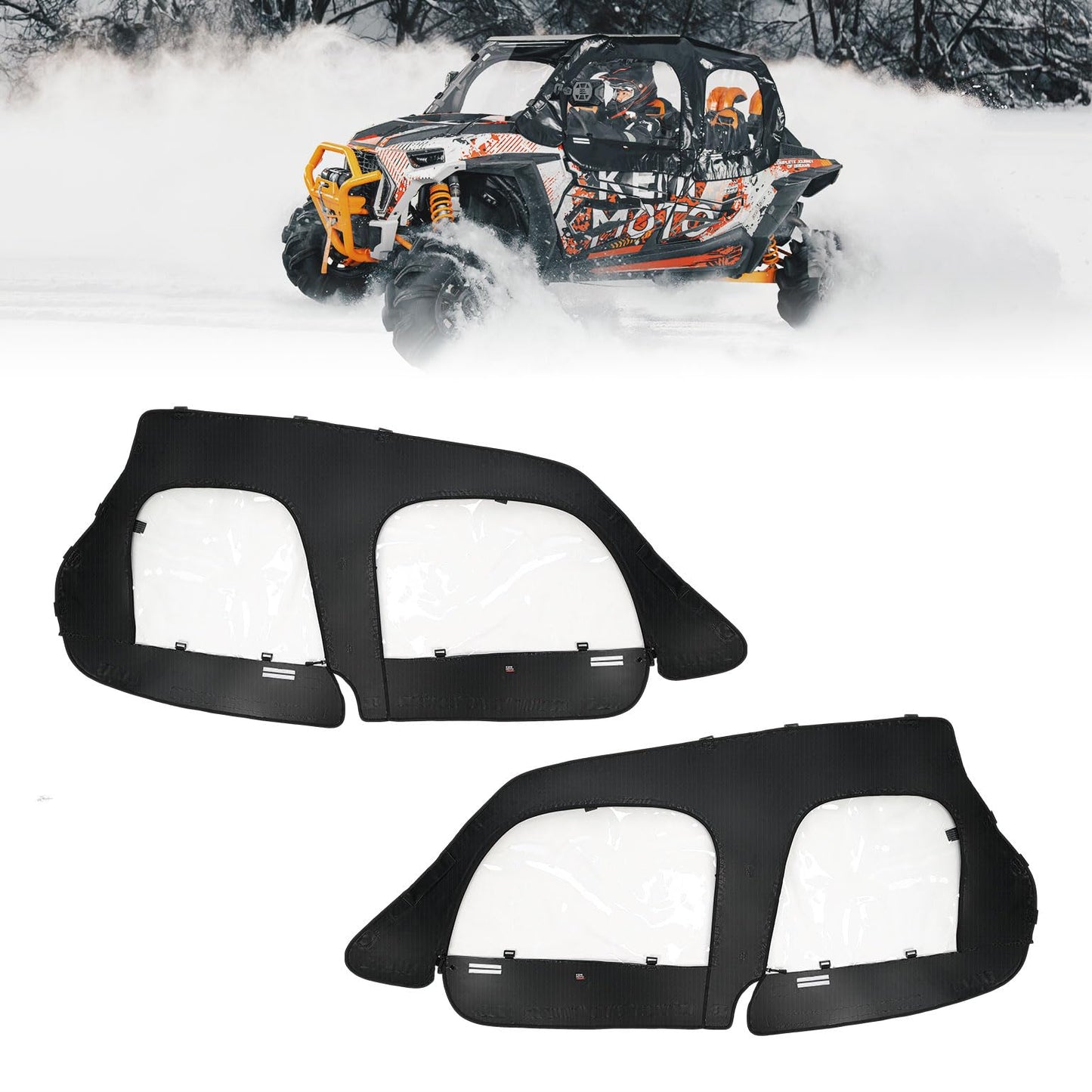 KEMIMOTO - Carcasa de cabina suave compatible con RZR XP 4 1000, UTV puerta superior suave se adapta a espejos laterales y parabrisas, repuesto 2884332 kit de ventanas de puerta lateral compatible con 2014+ Polaris RZR XP 4 1000