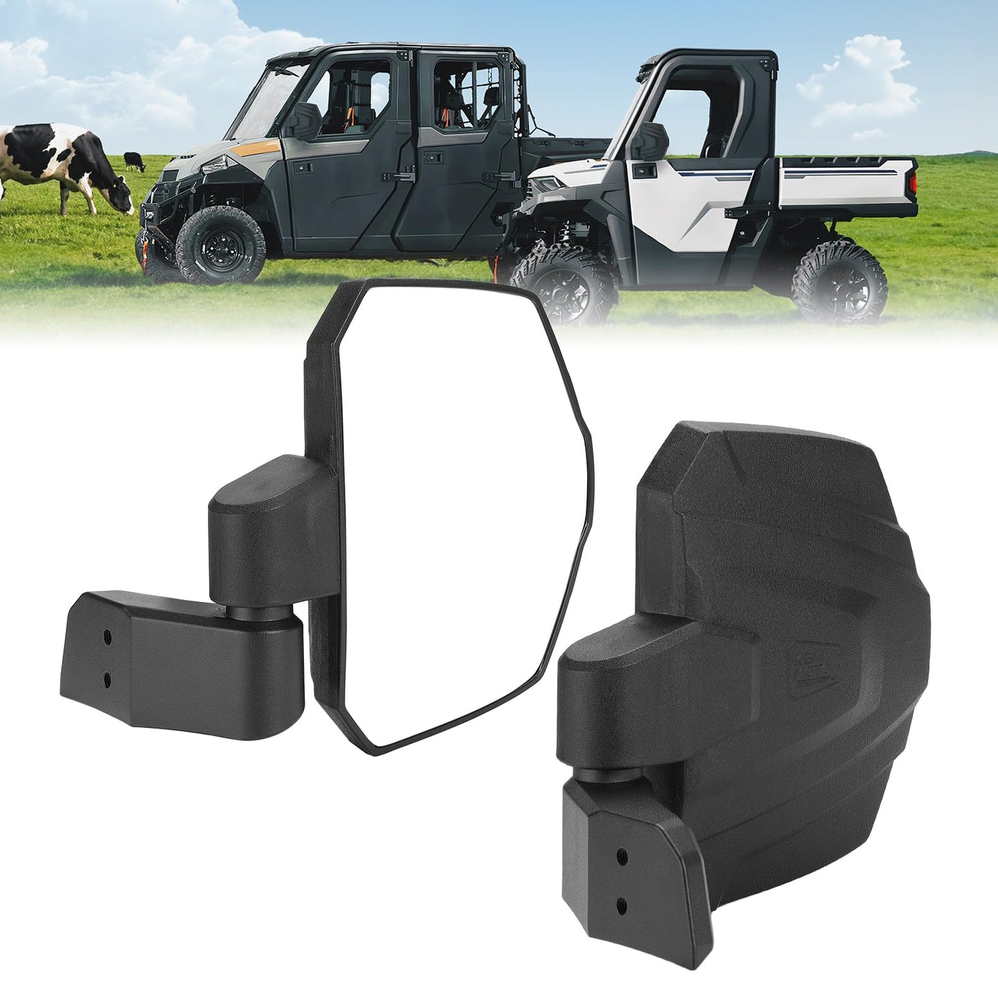 KEMIMOTO Espejos laterales montados en puerta, espejos de puerta de gran tamaño compatibles con Polaris Ranger XP 1000 570, Commericial Pro XD 2000 4000 con puertas completas originales, OEM #2889241