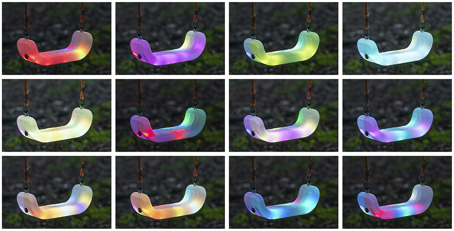XDP RECREATION Firefly - Columpio Ajustable con iluminación LED, 3 Pilas AA Incluidas, Transparente