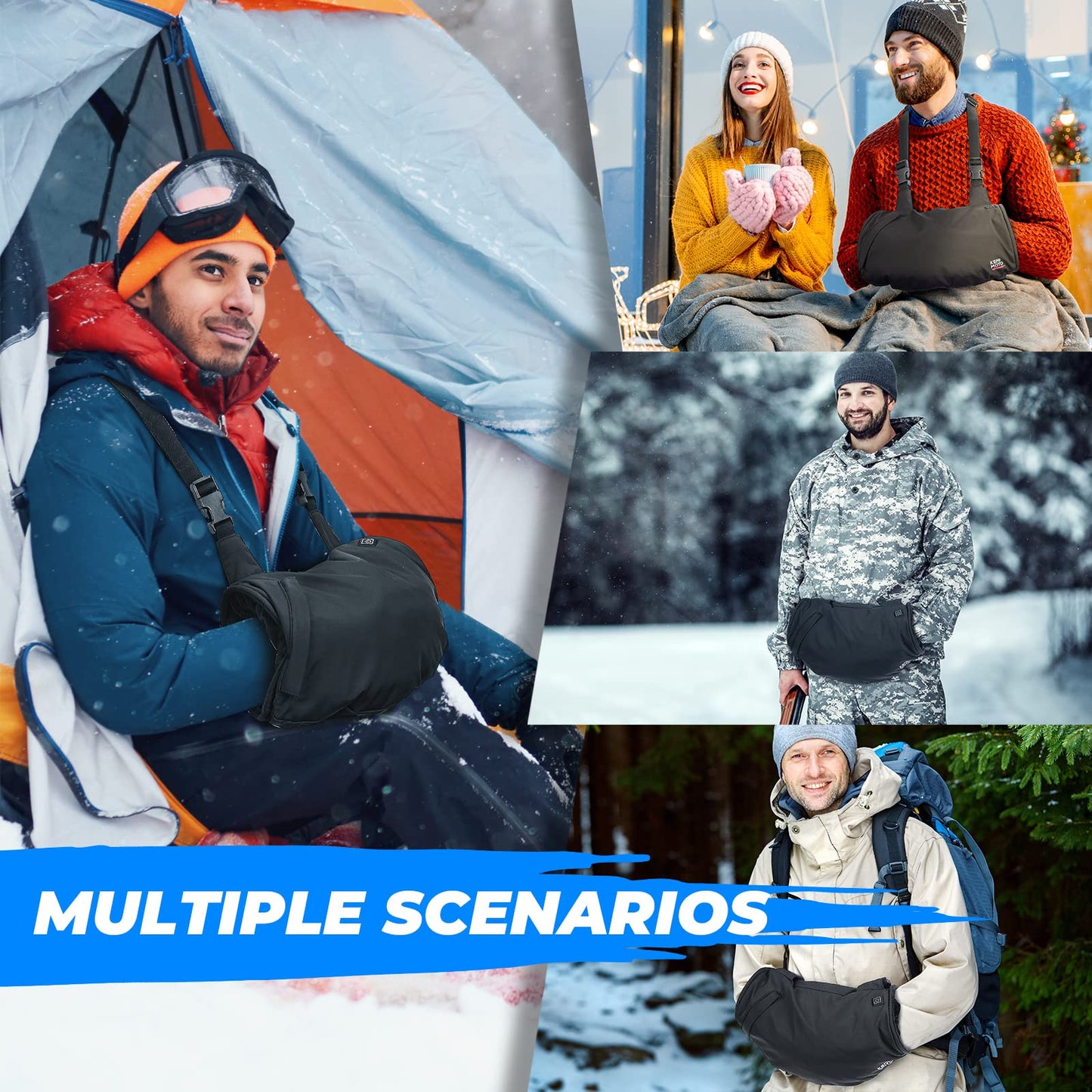 Kemimoto - Saco de mano con calefacción, bolsa eléctrica para calentador de manos con batería recargable, 3 ajustes de calor para caza, camping, trabajo al aire última intervensión, senderismo, fútbol y actividades de golf