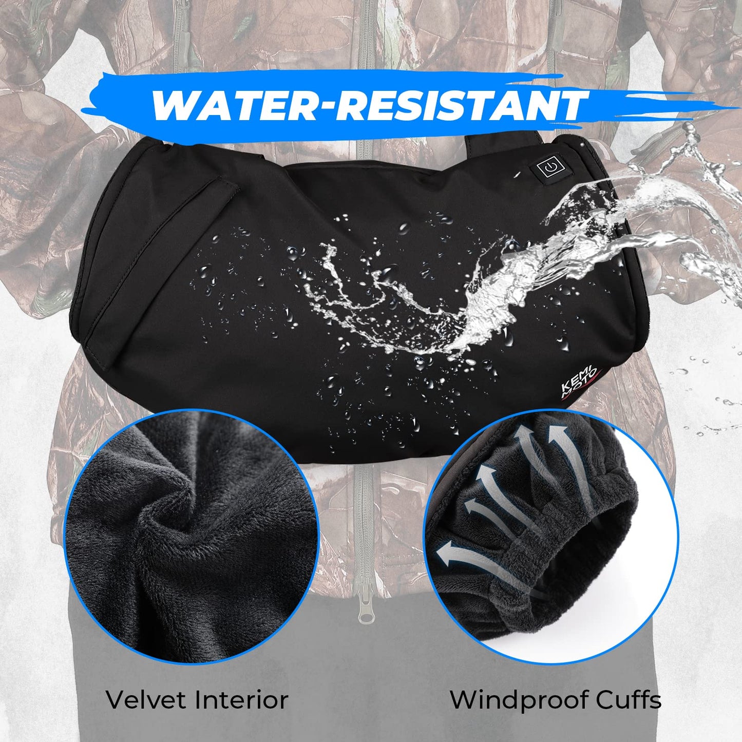 Kemimoto - Saco de mano con calefacción, bolsa eléctrica para calentador de manos con batería recargable, 3 ajustes de calor para caza, camping, trabajo al aire última intervensión, senderismo, fútbol y actividades de golf