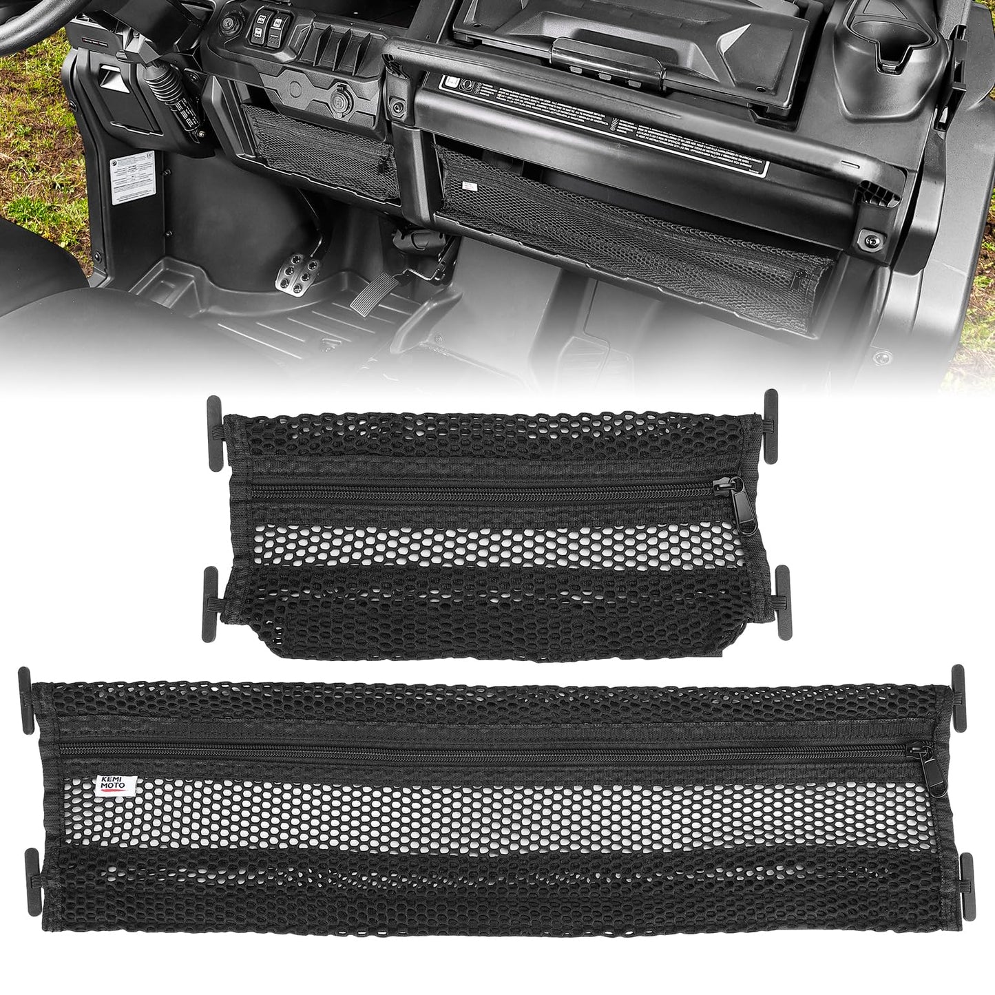 KEMIMOTO - Redes de almacenamiento para salpicaderos, 2 unidades, compatibles con Can-Am Defender & Defender MAX, redes de almacenamiento para salpicaderos, OE 715003129