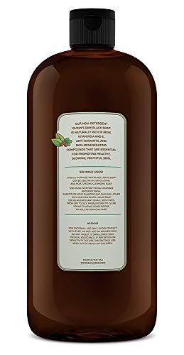 Quinn's Raw African Black Jabón orgánico líquido cuerpo y cara lavado 32 onzas