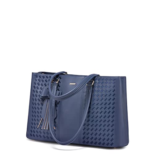 Bolsa de mano para portátil para mujer, de 15.6 pulgadas, impermeable, bolsa de computadora de piel, para negocios, oficina, trabajo, portafolios