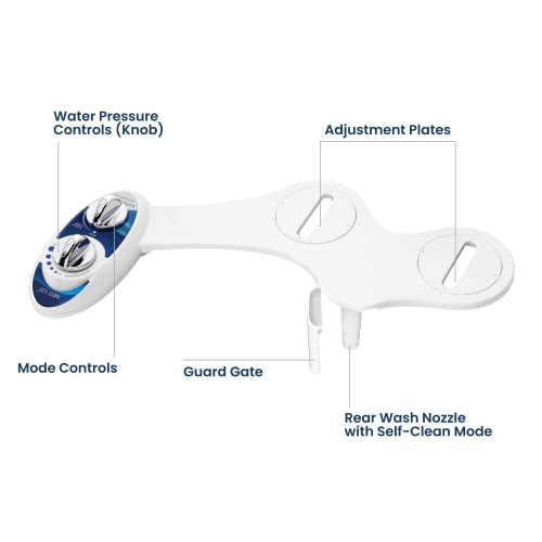 Luxe Bidet Neo 120 (Elite Series) - Boquilla autolimpiante - Accesorio mecánico no eléctrico para inodoro de bidé con válvulas de grifo fuertes y mangueras de metal