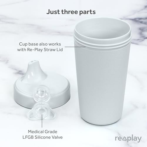 Re-Play Made in USA 10 oz tazas sin derrames para bebés, niños pequeños y niños | Hecho de jarras de leche recicladas ecológicas | Libre de BPA | Apto para lavavajillas | (3 unidades)