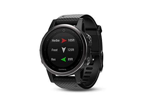 Garmin 010-01988-06 Fenix 5 Plus Zafiro Bisel con Correa de Piel, GPS, color Negro