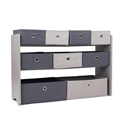 Humble Crew Organizador de juguetes para niños con 9 contenedores de tela de almacenamiento, color gris