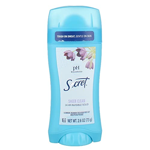 Secret Invisible Solid Antitranspirante Desodorante Sheer Clean-2.5 oz, 2 unidades