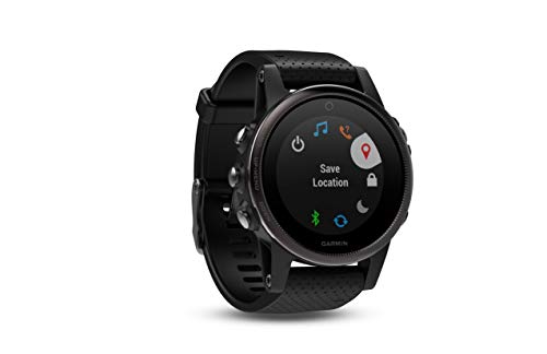Garmin 010-01988-06 Fenix 5 Plus Zafiro Bisel con Correa de Piel, GPS, color Negro