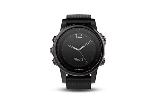 Garmin 010-01988-06 Fenix 5 Plus Zafiro Bisel con Correa de Piel, GPS, color Negro