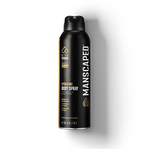 PrettywillMANSCAPED® UltraPremium Hydrating Body Spray, Non-Greasy Quick Drying Spray-On Moisturizer Formula with Red Algae and Hyaluronic Acid for Skin Hydration (6 oz Aluminum Bottle)