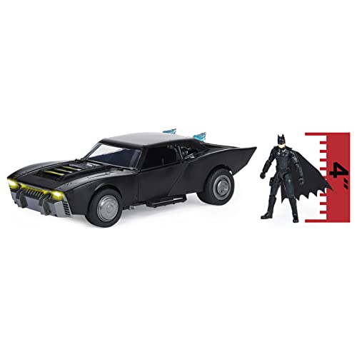 DC Comics, Batman Batmobile with 4” Batman Figure, Lights and Sounds, The Batman Movie Collectible, Kids Toys for Boys and Girls Ages 4 and up