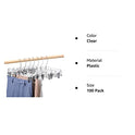HOUSE DAY Ganchos de plástico Transparente para Falda de 14 Pulgadas con Clips Ajustables, Perchas para Pantalones con Gancho Giratorio, Perchas para Pantalones, Faldas, Jeans (Paquete de 100)