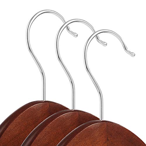 Casafield - 20 Walnut Wooden Suit Hangers - Premium Lotus Wood with Notches & Chrome Swivel Hook for Dress Clothes Coats Jackets Pants Shirts Skirts