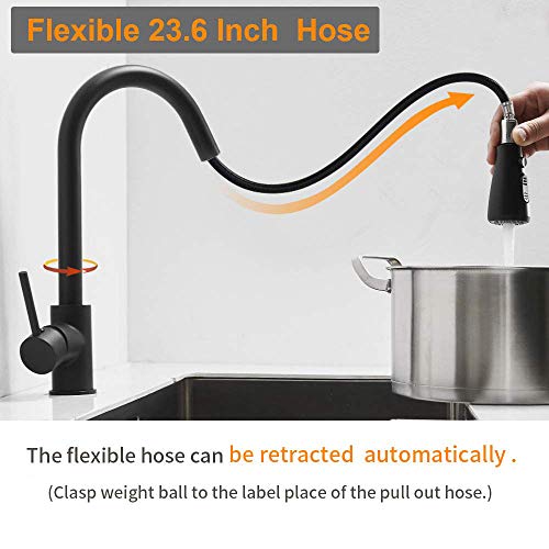 Hoimpro - llave comercial para fregadero de cocina de una sola manija con pulverizador extraíble, llave de cocina Rv con pulverizador extraíble, llave de agua de 3 funciones táctil en la lavandería, latón (1 o 3 orificios)