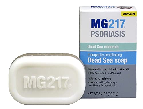 MG217 Psoriasis Dead Sea Mud and Salt Jabón de barra dual con aloe y vitamina E, 90 oz