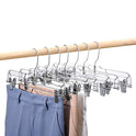 HOUSE DAY Ganchos de plástico Transparente para Falda de 14 Pulgadas con Clips Ajustables, Perchas para Pantalones con Gancho Giratorio, Perchas para Pantalones, Faldas, Jeans (Paquete de 100)