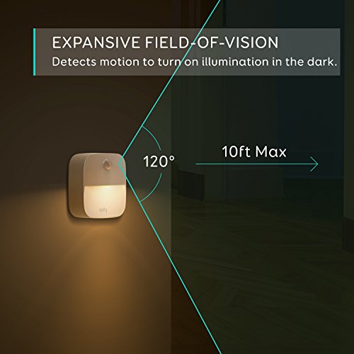 Luz de noche Eufy Lumi, adhesivas, luz LED blanca cálida, sensor de movimiento, para recámara, cuarto de baño, cocina, corredor, escaleras, eficiencia energética, compacta, pack por 3