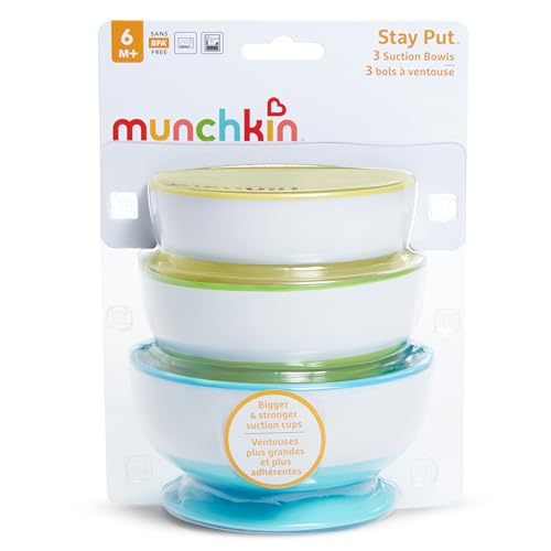 Munchkin Stay Put Plato hondo con ventosa, 3 unidades
