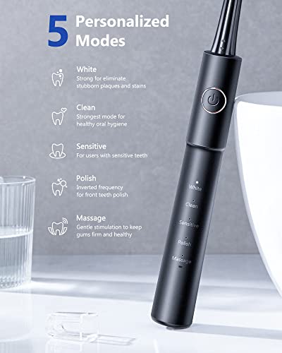 Dnsly - Cepillo de dientes eléctrico para adultos, cepillos de dientes sónicos recargables ultrasónicos, negro, blanco, rosa