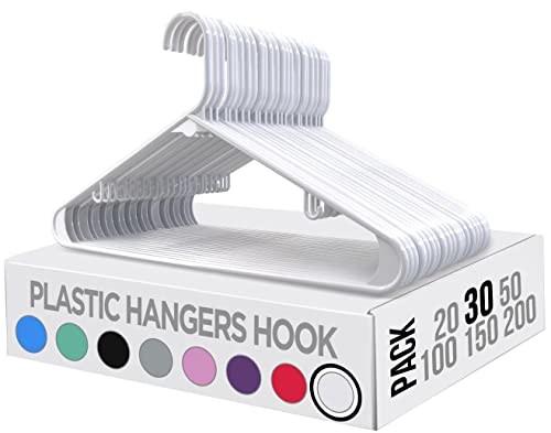 Utopia Home Perchas de plástico Blanco – Durable & Slim – Ideal para organizar armarios – Elegante y Simple Mirada Perchas