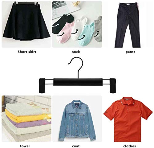 Warom - Perchas para pantalones, 20 unidades, de plástico negro, con clips grandes antideslizantes y gancho giratorio de 360 grados