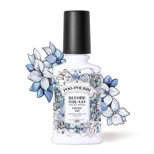 Poo-Pourri Before-You-Go Spray para inodoro, aire fresco, 4 onzas líquidas, jazmín, aire fresco y menta