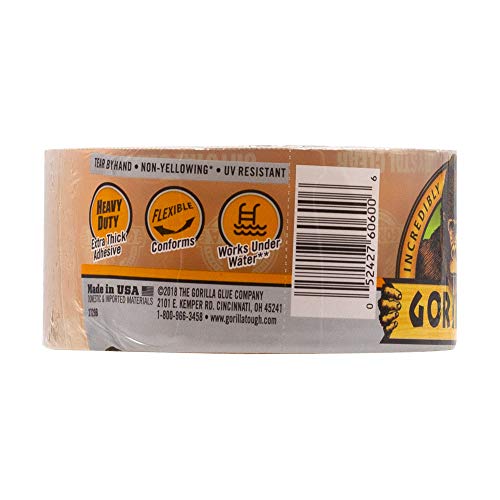 Gorilla Glue 6060002 1.88x18YD CLR or Clear or Cleaner Gori Tape - Quantity 1