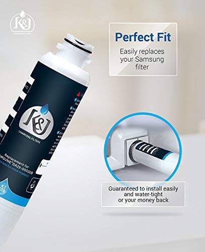 K&J Filtro de agua de repuesto compatible con Samsung para refrigerador DA2900020B, RF263BEAESR y RF28HMEDBSR – Samsung HAF-CIN/EXP y 46-9101 filtro de agua para refrigerador, certificado NSF 42 (paquete de 2)