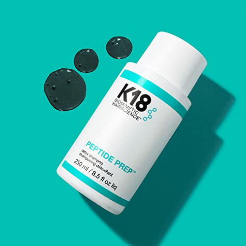 K18 PEPTIDE PREP™ - Champú clarificante de desintoxicación seguro de color, ingredientes inspirados en el cuidado de la piel para nutrir el cabello mientras elimina la acumulación para un lienzo limpio y saludable, 8.5 onzas líquidas