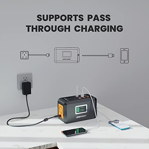 HOWEASY - Estación de energía portátil, generador solar para exteriores, batería de litio de reserva, con salida de CA de 110 V/120 W y linterna LED, para camping familiar, caravana, viajes, emergencia