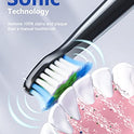 Dnsly - Cepillo de dientes eléctrico para adultos, cepillos de dientes sónicos recargables ultrasónicos, negro, blanco, rosa