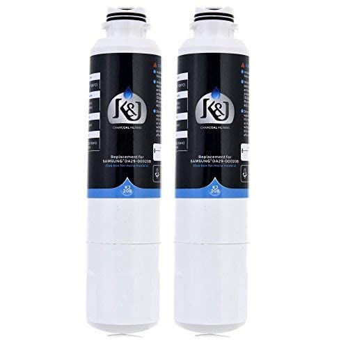 K&J Filtro de agua de repuesto compatible con Samsung para refrigerador DA2900020B, RF263BEAESR y RF28HMEDBSR – Samsung HAF-CIN/EXP y 46-9101 filtro de agua para refrigerador, certificado NSF 42 (paquete de 2)