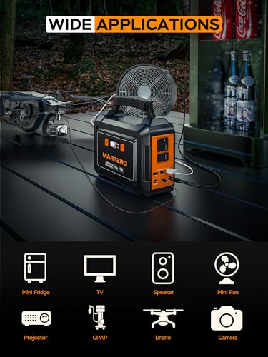 MARBERO - Generadores solares portátiles de 100 W, 45000 mAh, fuente de alimentación de batería de camping con salida de CA de 110 V, 2 puertos CC, 4 puertos USB, LED para CPAP al aire última intervensión, camping, viajes, caza, apagón de emergencia