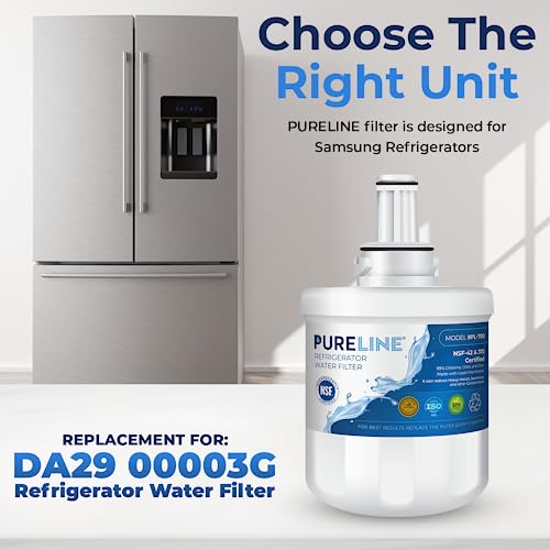 Samsung DA29-00003G repuesto de filtro de agua premium certificado. Compatible con Samsung DA29-00003G y Samsung AQUA-PURE Plus. Diseñado para un ajuste exacto y estándares como filtro original – Pureline (3 unidades)