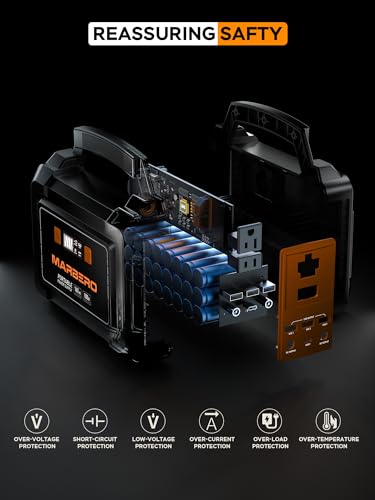 MARBERO - Generadores solares portátiles de 100 W, 45000 mAh, fuente de alimentación de batería de camping con salida de CA de 110 V, 2 puertos CC, 4 puertos USB, LED para CPAP al aire última intervensión, camping, viajes, caza, apagón de emergencia